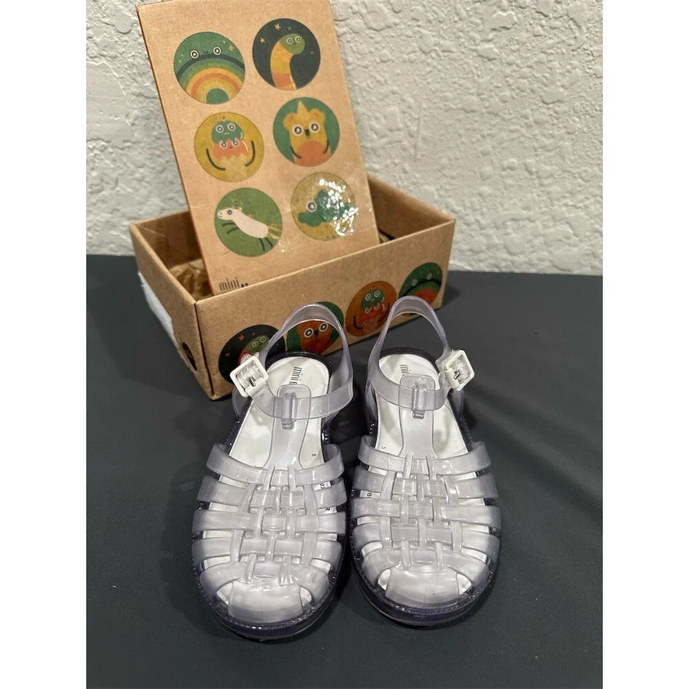 Mini Melissa Fisherman Mary Jane Sandals Girls Size 10 Clear w/ Box
